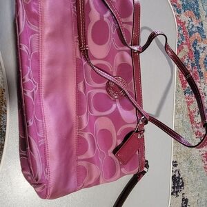 Coach Signature F19428 satin tote handbag